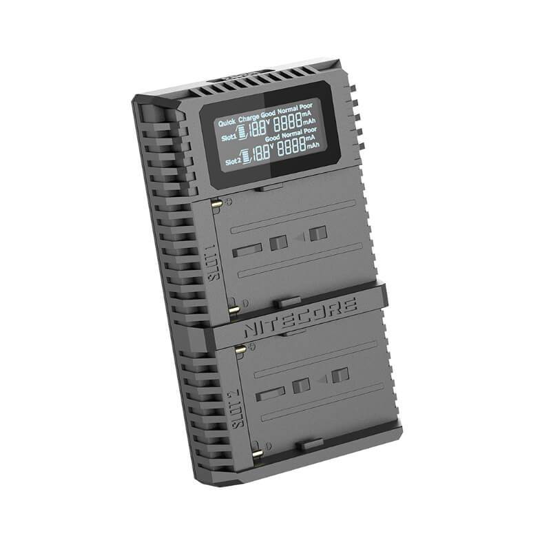 NITECORE USN3 Pro Dual-Slot Fast Digital USB Charger Compatible with Sony Camera Batteries NP-FM500H