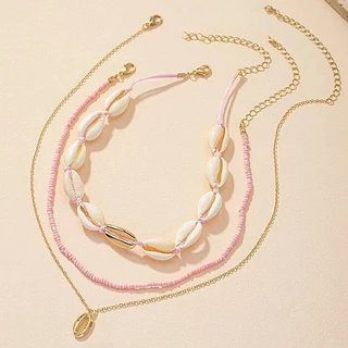 พร้อมส่ง สร้อยคอ ใส่ไปทะเล จี้ดอกไม้ ลูกปัด มุก หอย handmade น่ารัก ใส่ได้หลายเเบบ