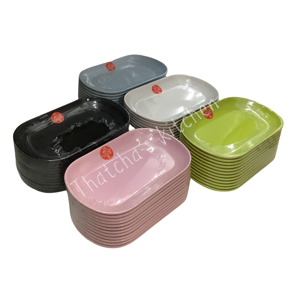 จานเปลเหลี่ยม 8.5 นิ้ว เนื้อเมลามีน ตรา golden horse ( 1 แพ็ค บรรจุ 12 ใบ ) สีขาว/สีดำ/สีชมพู/สีเขียว/สีฟ้า