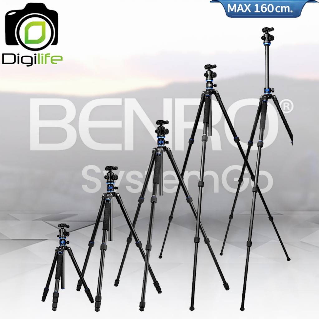 Benro Tripod GC158T J1 Carbon Fiber ขาตั้งกล้อง Monopod, Top View, กางราบ, กลับหัว / Digilife Thailand