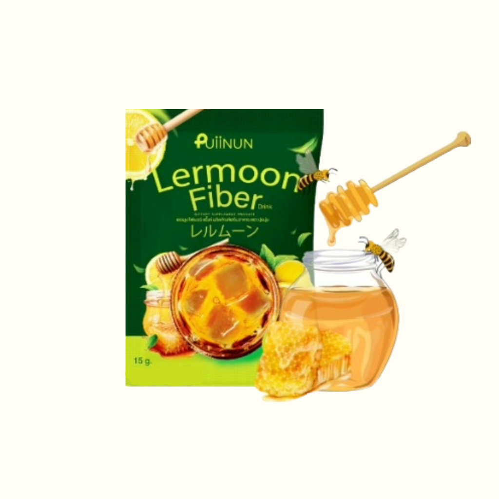 (20 ซอง) Puiinun Lermoon Fiber เลอมุน ไฟเบอร์ ดริ้งค์ ตรา ปุยนุ่น