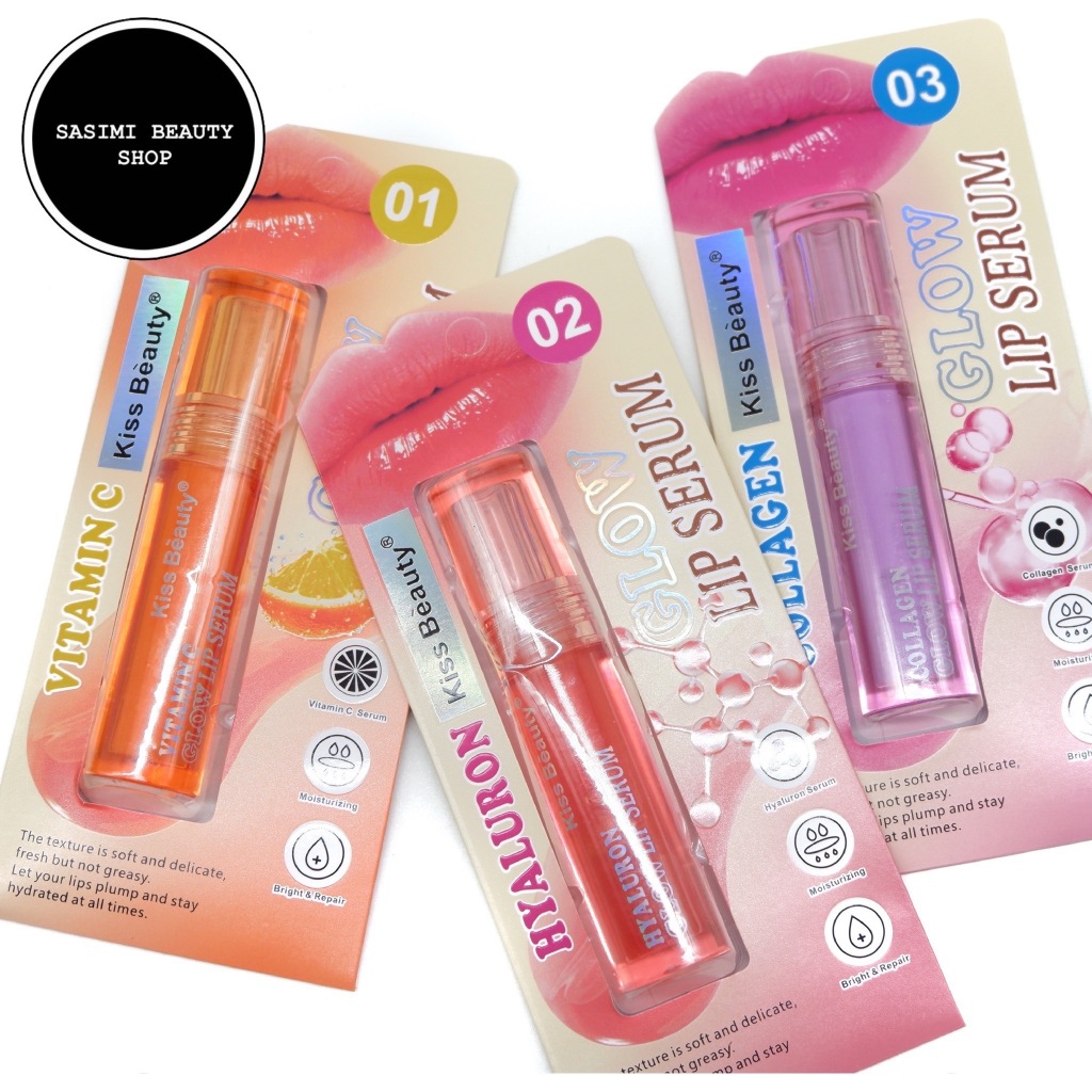[ใหม่!] Kiss Beauty Glow Lip Serum ลิปเซรั่มบำรุงริมฝีปาก ชุ่มชื้น เพิ่มความโกลว์ อวบอิ่ม 3สูตร