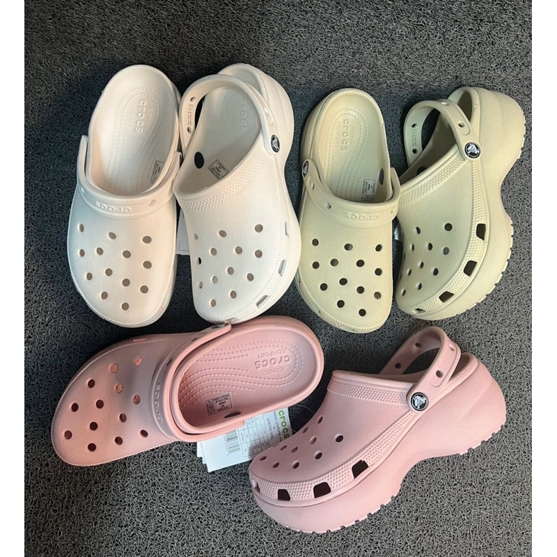 CROCS classic ผู้หญิง แท้ รองเท้าแตะหัวโตส้นสูง น้ำหนักเบาใส่สบายงานดี