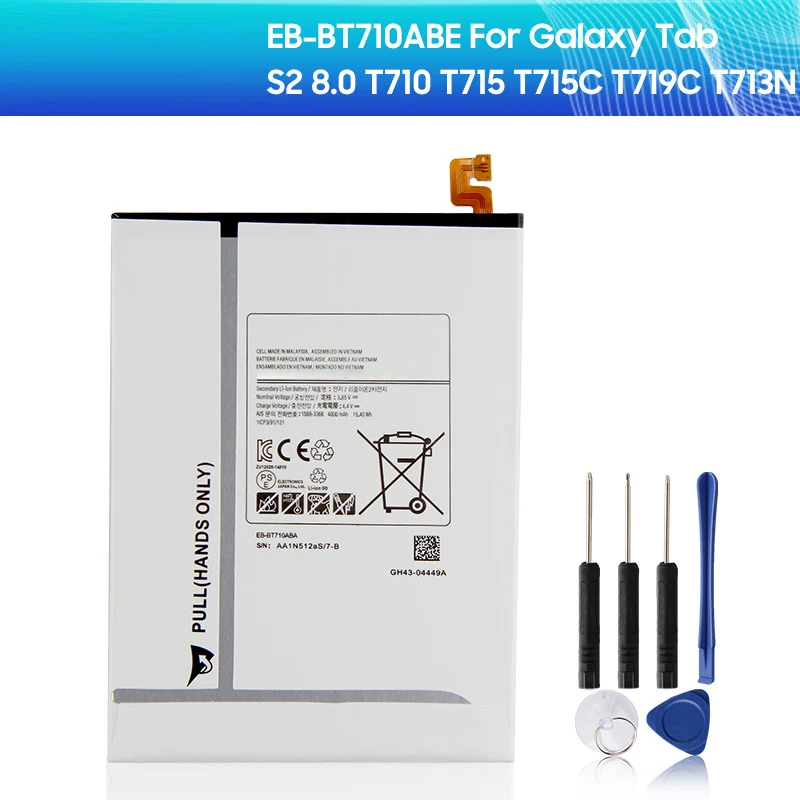 แบตเตอรี่แท้ แท็บเล็ตEB-BT710ABE EB-BT710ABA สำหรับ Samsung Galaxy Tab S2 8.0 SM-T710 T719 SM-T715 SM-T713N 4000mAh+ชุดไ
