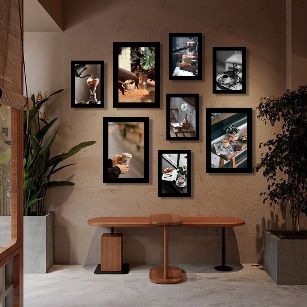 กรอบรูปขนาด 4x6นิ้ว และ A4 (ลายcoffee) ตั้งโต๊ะ และติดผนังได้