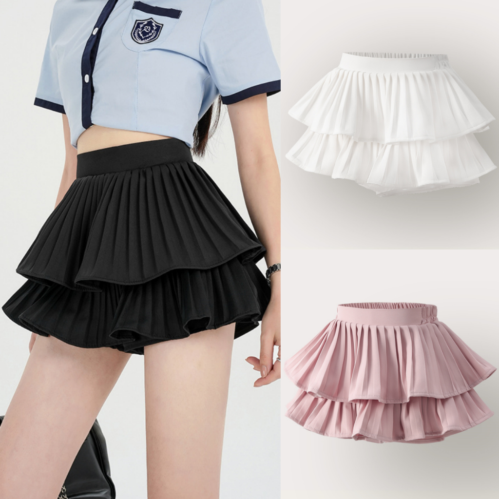 พร้อมส่ง กระโปรงจีบรอบ กระโปรงกางเกง แฟชั่นสาวเวียดนาม สุดน่ารัก