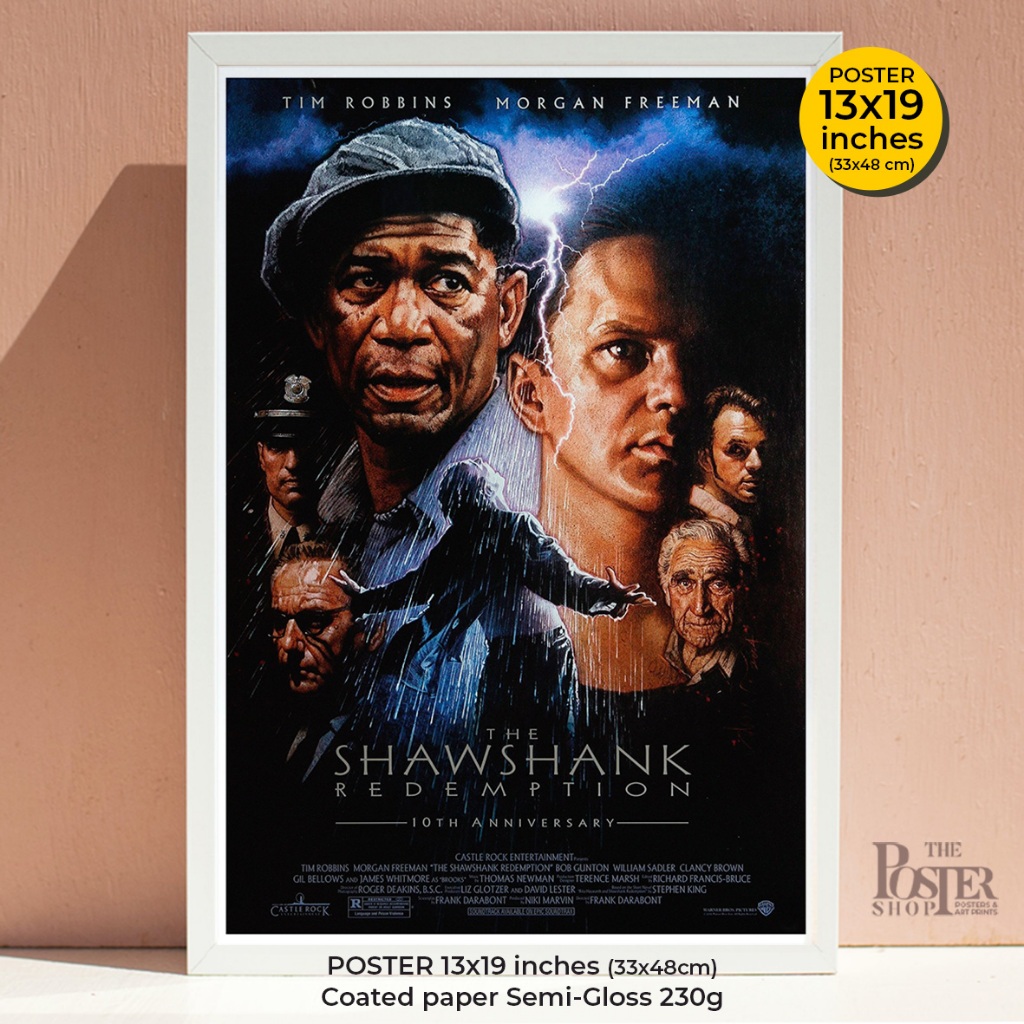The Shawshank Redemption (1994)  Morgan Freeman, Tim Robbins  ภาพขนาด 13x19 นิ้ว