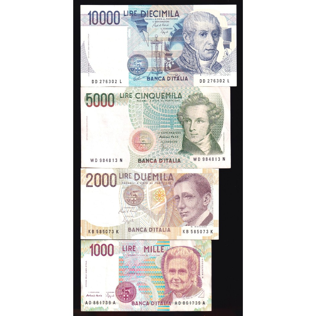 ธนบัตร Italy, Pre-EURO, 18000 Lire, "Better Exchange Rate", จำนวน 4 ฉบับ, 4 Notes LOT, ส่งฟรี Free S