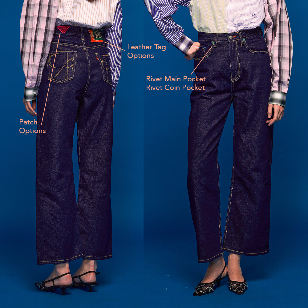 RYA Poppy Jeans Special Edition 2024 กางเกงยีนส์เอวสูง ขากระบอก สีเข้ม แต่งอะไหล่สีๆ และป้ายสี ราคา ถูกที่สุด ดีลบีเคเค แกลเลอรีภาพที่ 3