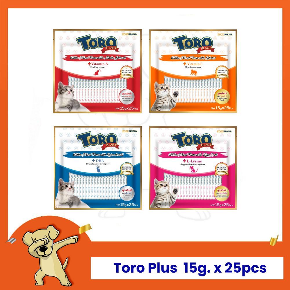 [Cheaper] [แพ็ค25ซอง] Toro Plus 15g x 25pcs โทโร่ พลัส ขนมแมวเลีย ขนาด 15กรัม x 25ซอง