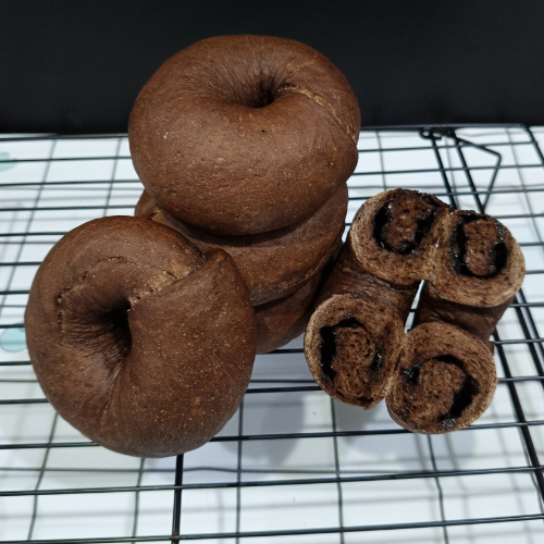 Chocolate Bagel  ขนมปังเบเกิล Homemade Bagel เนื้อหนึบ 5 ชิ้น ทำใหม่ทุกออเดอร์ พร้อมส่งทุกวัน