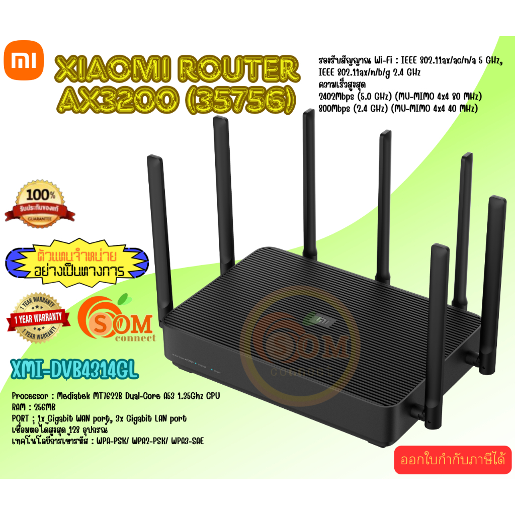 XIAOMI ROUTER (เราเตอร์)  ROUTER AX3200 (35756) (XMI-DVB4314GL) (1Y)
