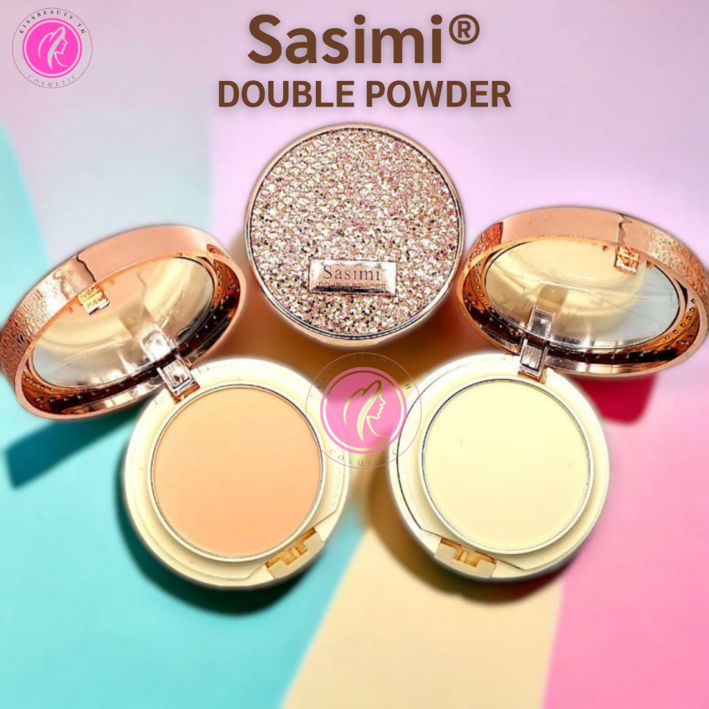 Sasimi BB Double Powder แป้งพัฟผสมรองพื้น แบบตลับ 2 ชั้น คุมมัน กันแดด กันน้ำ กันเหงื่อ มี 2 สี