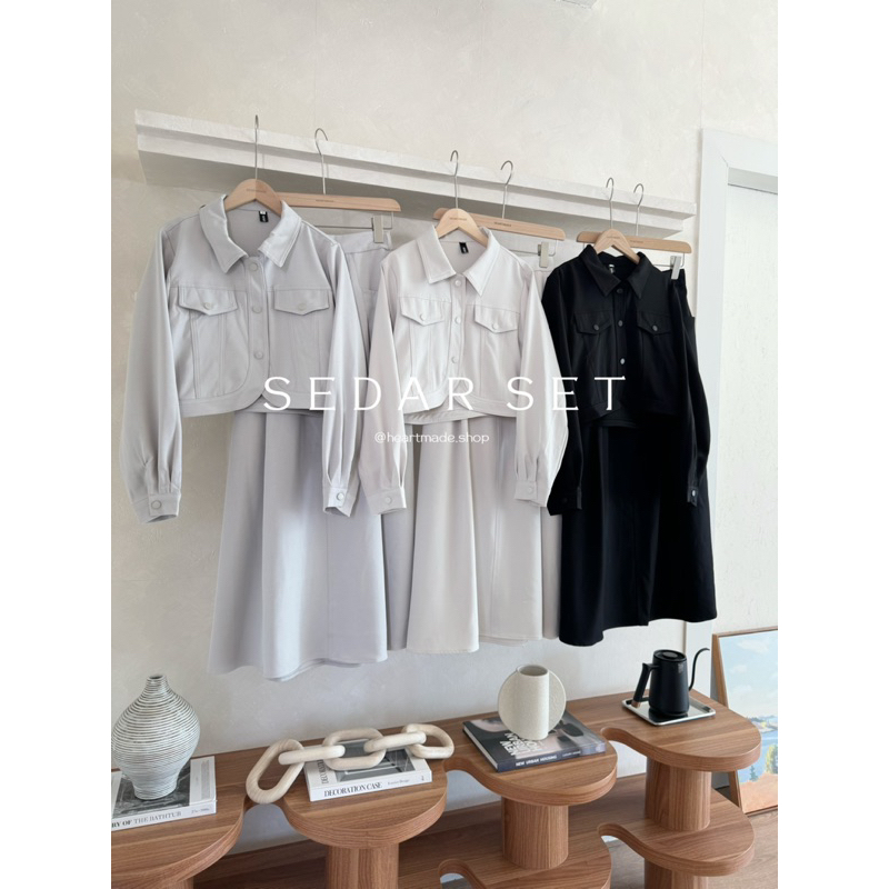 (D09) Heartmade - Sedar Set 🥔🥢 (สินค้าพร้อมส่ง) ชุดเซทเสื้อ+กระโปรงยาวสีพื้นแมชได้หลายลุค