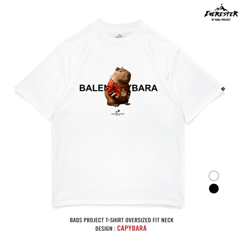 EVERESTER เสื้อคอฟิต อก 44"- 52" Heavy Cotton / เสื้อยืด Oversized รุ่น Capybara / เสื้อยืดคอกลมชาย EXP