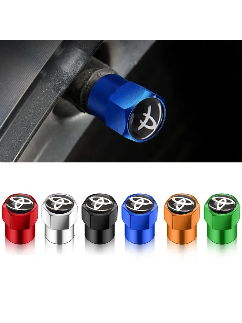 จัดส่งจากประเทศไทยToyota โลโก้ยางวาล์ว Caps 4pcs โลหะผสมกันฝุ่น Air Leak Protection รถรถจักรยานยนต์จักรยาน Universal Valve Stem Cover