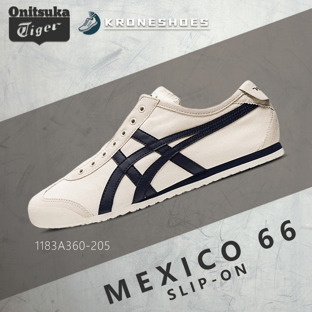 ของแท้ 100% Onitsuka tiger MEXICO 66 Slip-on 1183A360-205 รองเท้าผ้าใบ ได้ทั้งชายและหญิง ผ้าแคนวาส
