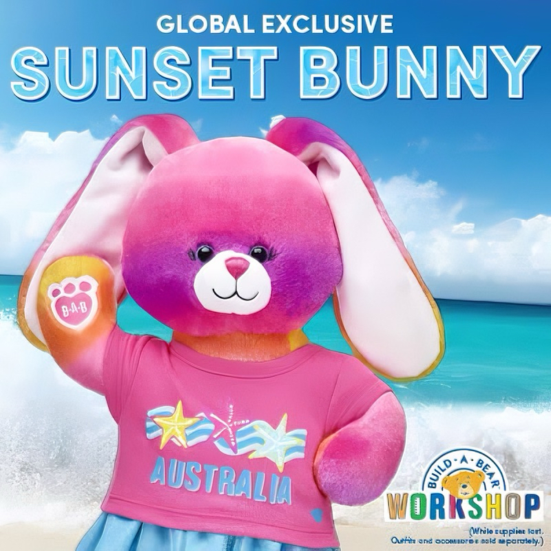 ตุ๊กตาบิ้วอะแบร์ กระต่าย🐰🌤ซัมเม่อ☀️ สีสดมากขนนุ่มใหม่มากจ้า ⭐️Build-A-Bear⭐️สินค้ามือสองนำเข้าจากอเม