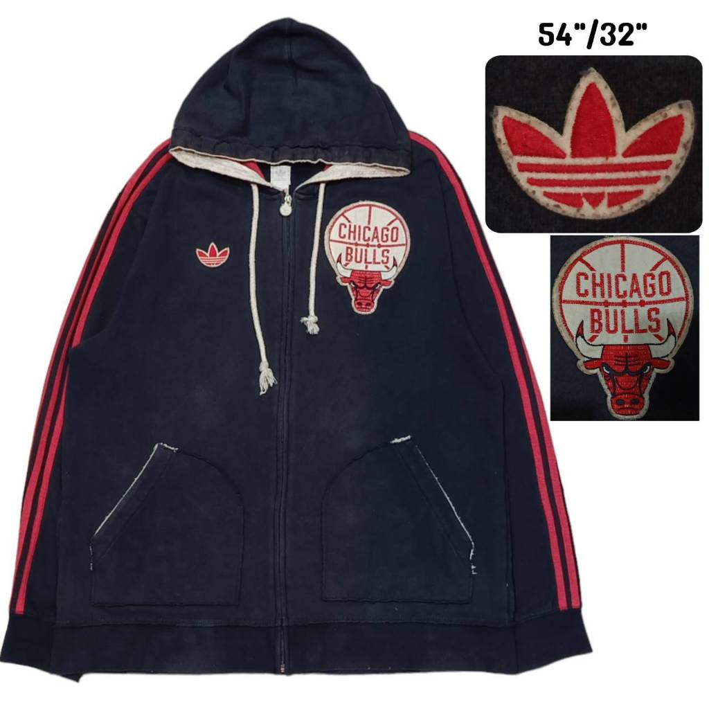 Adidas Vintage Chicago Bulls Jacket Men's NBA เสื้อสเวตเตอร์ฮู้ด แจ็คเก็ตวินเทจอดิดาส ชิคโก้บูล ไซส์