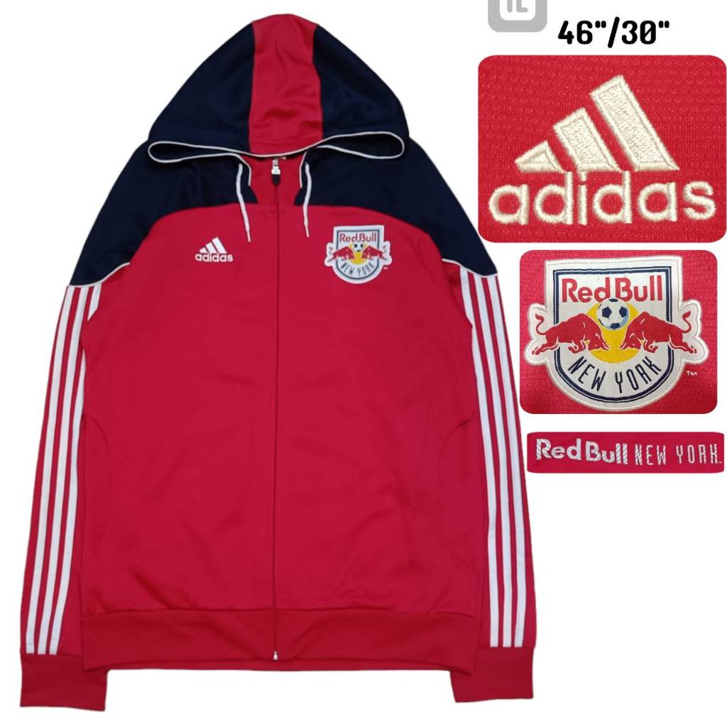 ADIDAS RED BULL NEW YORK USA National Team Soccer Jackets เสื้อฮู้ดอดิดาส สีแดงเรดบูลนิวยอร์ค มือสอง