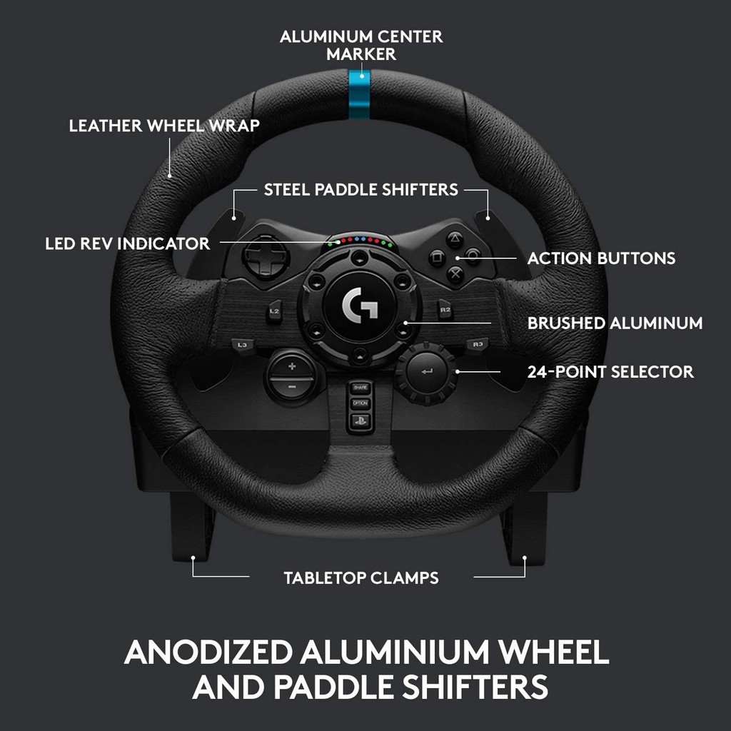 🔥ขายดีมาก🔥LOGITECH G923 Racing Wheel and Pedals TRUEFORCE สูงถึง 1,000 Hz การขับขี่ที่ตอบสนอง สำหรับ PS5, PS4, PC, Mac