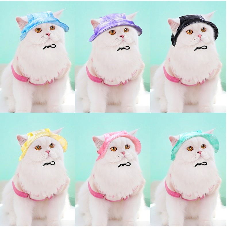PP-1126 หมวกสัตว์เลี้ยงลายมัดย้อม สุดน่ารัก 🐶🐱 หมวกกันแดดสำหรับน้องหมา น้องแมว ใส่สบาย ระบายอากาศได้ดี พร้อมจัดส่งทันที!