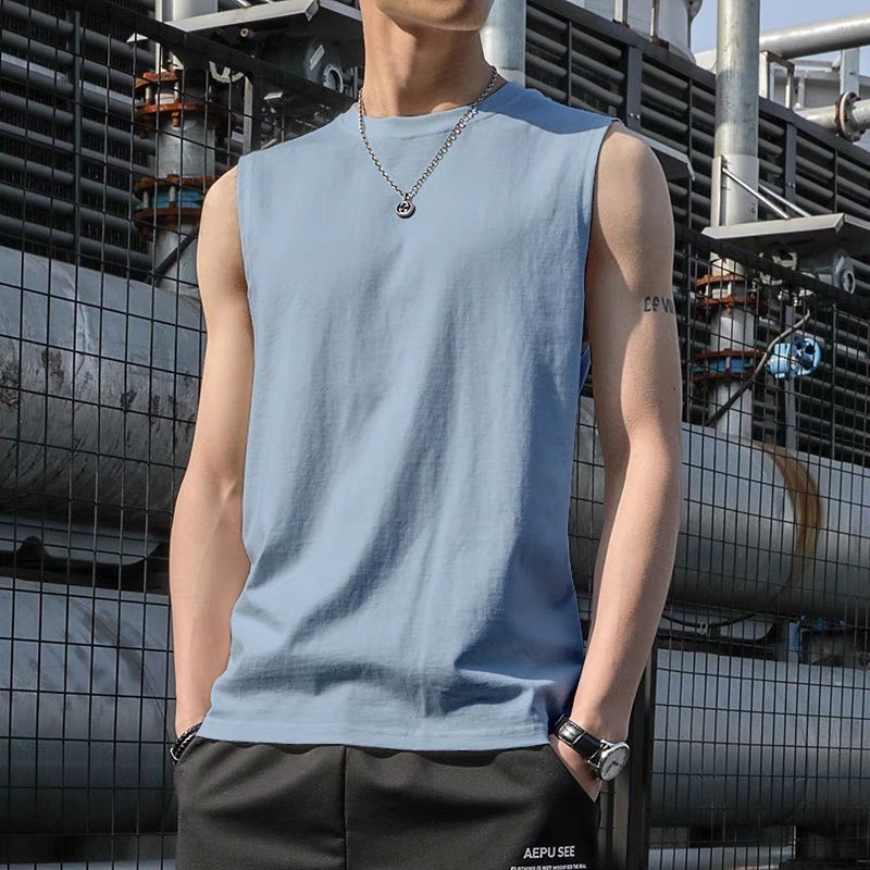 เสื้อแขนกุดผู้ชาย เสื้อกล้ามผู้ชายสีพื้น เสื้อคอกลมแขนกุด แฟชั่นสำหรับผู้ชาย