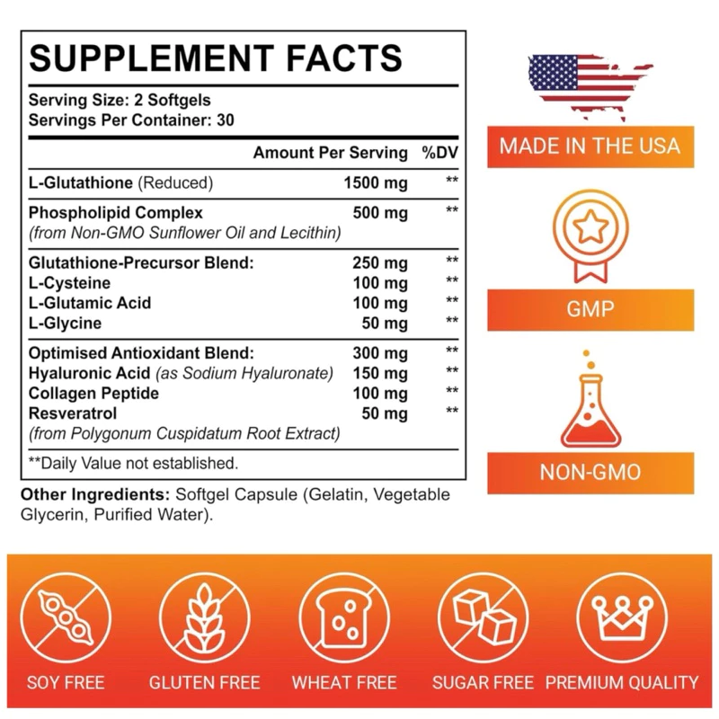 Liposomal Glutathione 1000-2800mg สุขภาพผิว เสริมภูมิคุ้มกัน 60 ซอฟต์เจล thumbnail 5