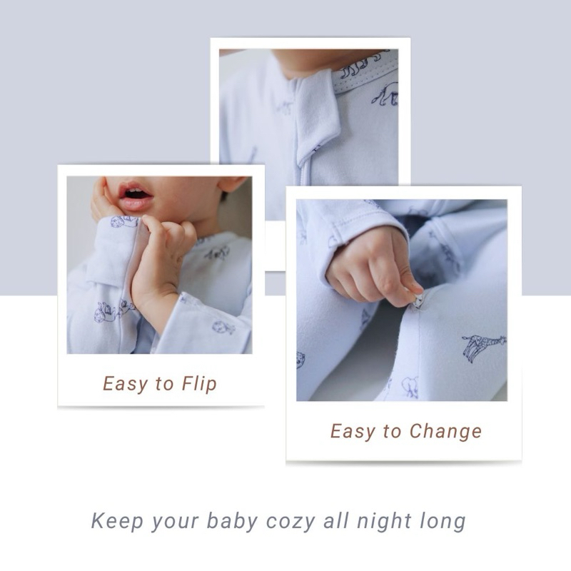 Littlesun ชุดนอนเด็ก 2 ซิป ชุดนอนคลุมเท้า บอดี้สูทเด็ก Two way zipper sleepsuit