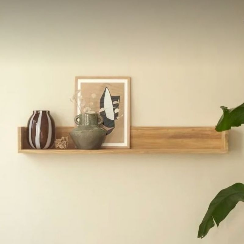 ชั้นไม้ติดผนัง แบบกันตกด้านข้าง ‼️แถมฟรี น็อต+พุก ยึดผนัง ไม่ต้องซื้อเพิ่ม‼️