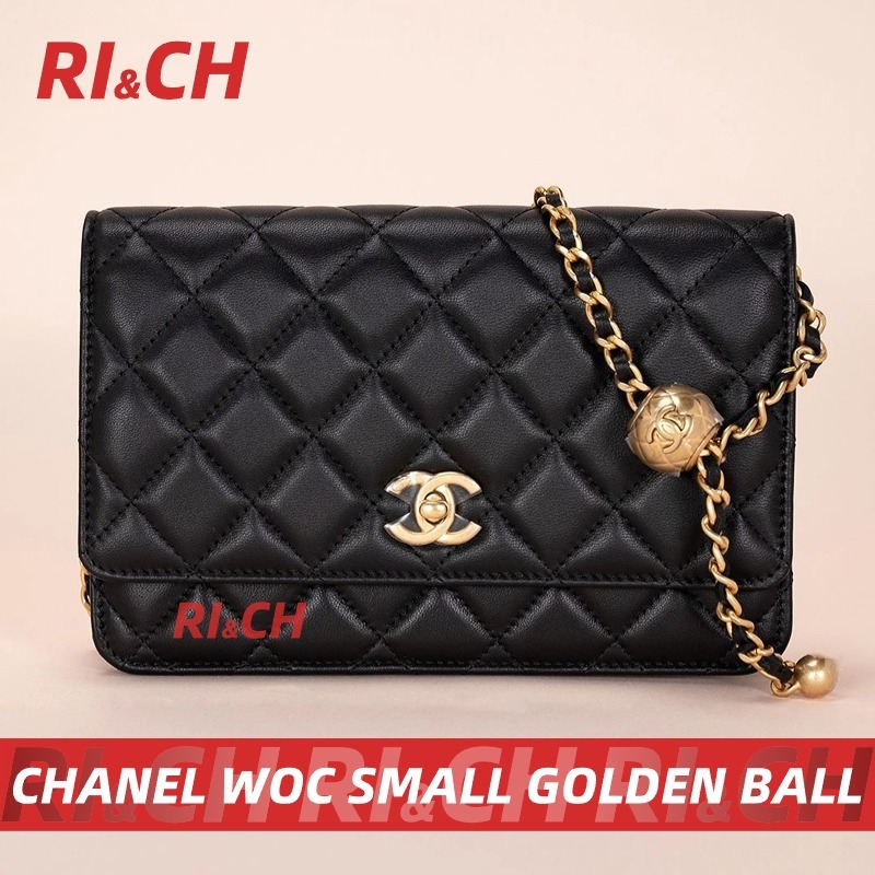 Chanel WOC CLASSIC WALLET ON CHAIN SMALL GOLDEN BALL sheepskin หนังแกะ #Rich ราคาถูกที่สุดใน Shopee แท้💯