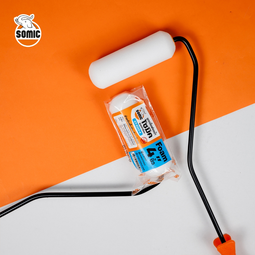 [SOMIC] ลูกกลิ้งทาสี รุ่นฟองน้ำ (CT-2225-4) - สำหรับงานฉาบหน้า งานทาสีบนพื้นผิวเรียบและผิวมัน