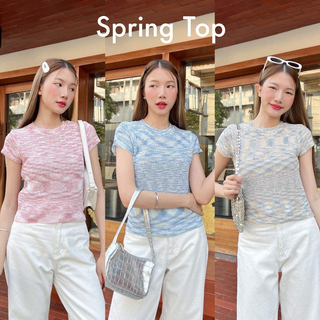 88story.th - Spring top พร้อมส่ง เสื้อยืดไหมพรมทอเล่นสี