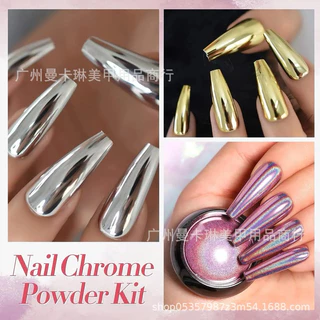 ผงกระจกขัดเงา ผงเมทัลลิค ขัดสีทาเล็บเจล แถมแปรงในชุด (2กรัม/กระปุก)