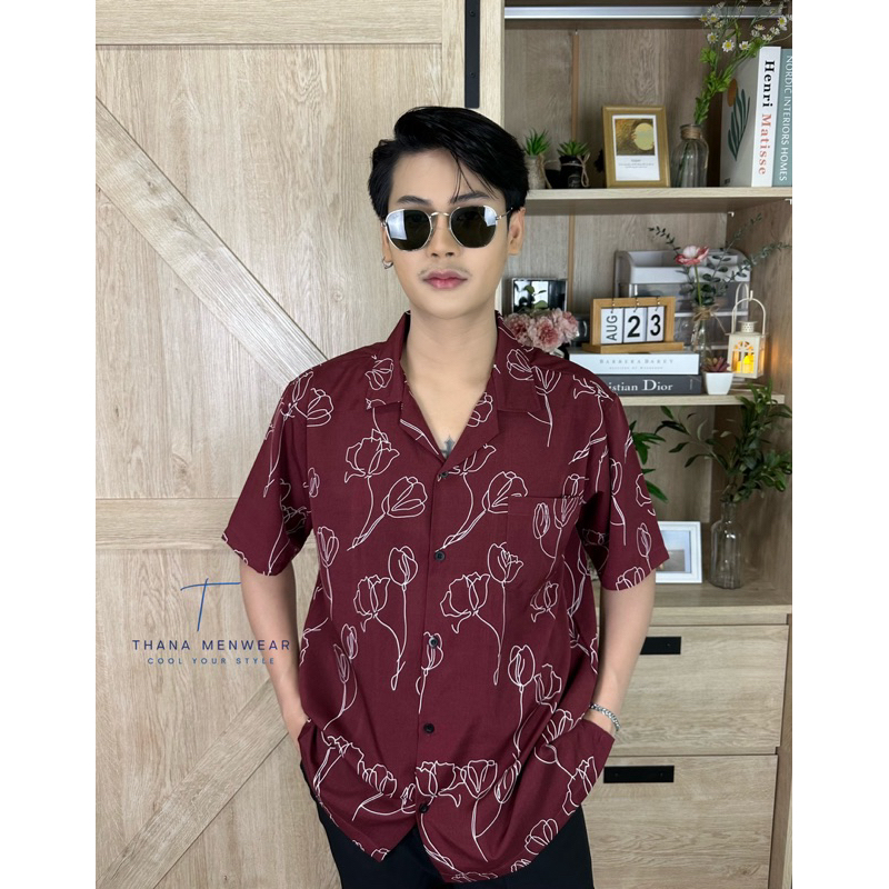 เสื้อฮาวาย ไหมอิตาลิ งานเย็บคัตติ้งเนี๊ยบ Thana Menwear
