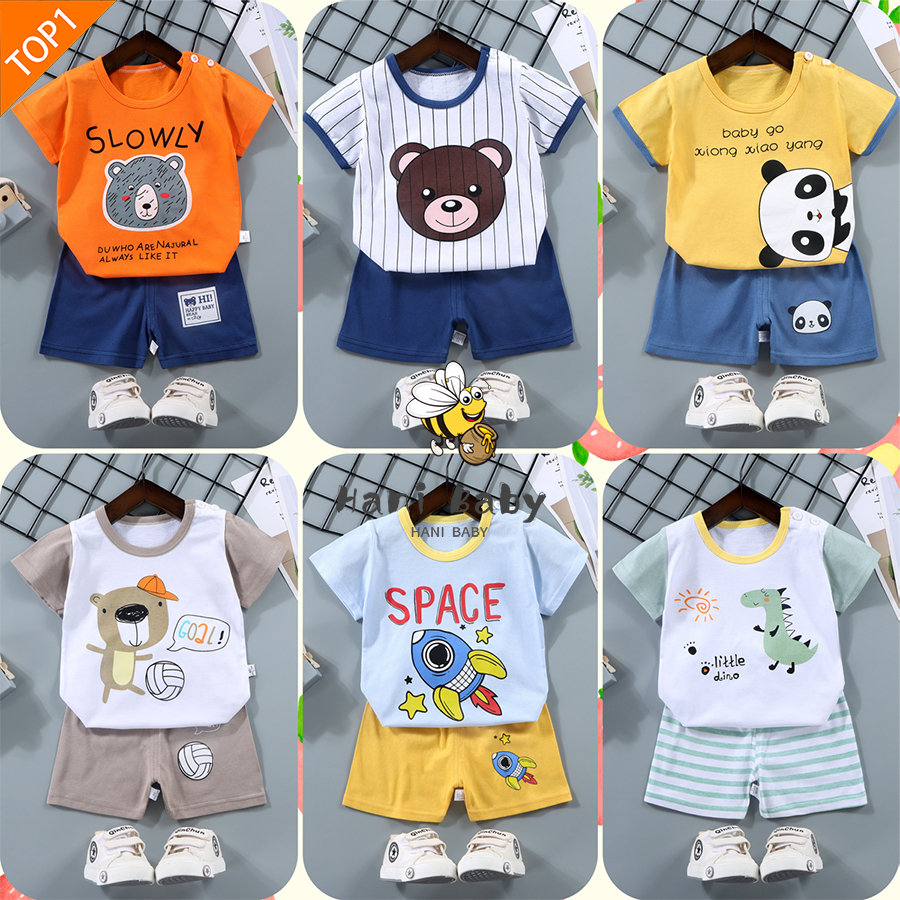 ชุดเด็ก เสื้อเเขนสั้น+กางเกงขาสั้น สำหรับเด็กชายและเด็กหญิง ผ้านิ่ม ใส่สบาย ไม่ร้อน พร้อมส่ง