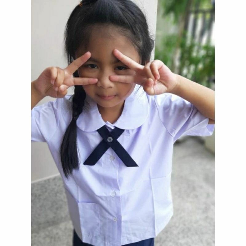 ปักชื่อฟรี [สมอ] เสื้อคอบัวนักเรียนหญิง