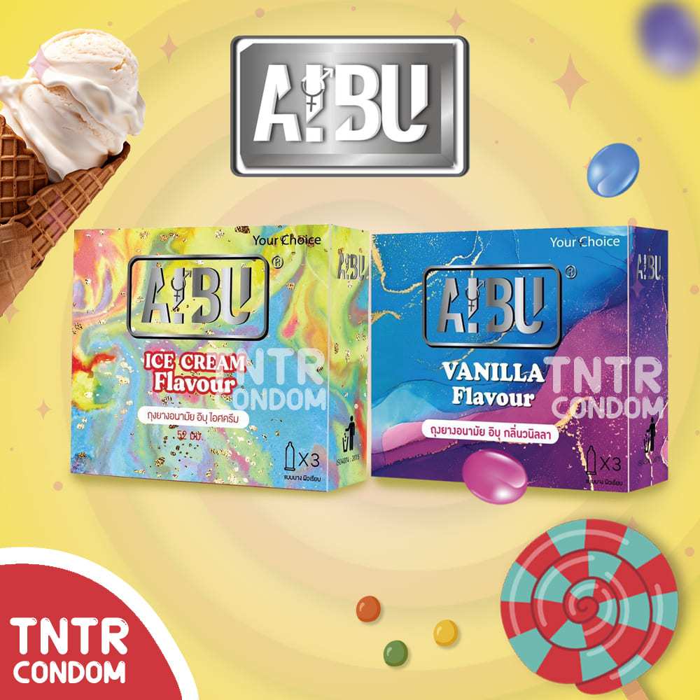 ถุงยางอิบุ AIBU บาง 0.04 มี 4 กลิ่น กลิ่นวานิลา กลิ่นไอติม กลิ่นมะม่วง กลิ่นกัมมี่ (1 กล่อง 3 ชิ้น)