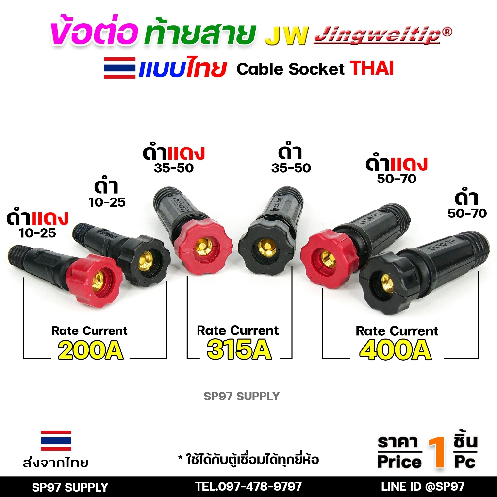 JW ข้อต่อ สายเชื่อม ท้ายสาย (ไทย) จำนวน 1 ชิ้น Thai welding cable connector อะไหล่ตู้เชื่อม มาตรฐานไลรอนไทยแลนด์