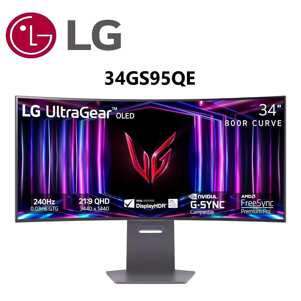 LG 34GS95QE 34-inch Ultragear OLED Curved Gaming Monitor WQHD 800R 240Hz 0.03ms DisplayHDR 400, HDMI 2.1