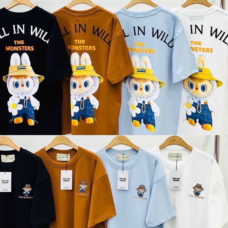 เสื้อยืดโอเวอร์ไซส์ Call Me Again Labubu ผ้าคอตตอน ทรงสวยๆ สกรีนแน่นด้านหน้าเป็นงานปักนะคะ ใส่ได้ทั้งผู้ชายและผู้หญิง
