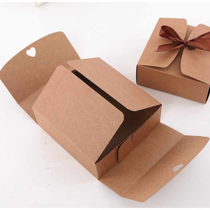 🙏พร้อมส่ง🙏กล่องบรรจุภัณฑ์ กล่องกระดาษคราฟท์ สำหรับใส่ขนม ของขวัญ ผูกโบว์ - รูปที่ 2