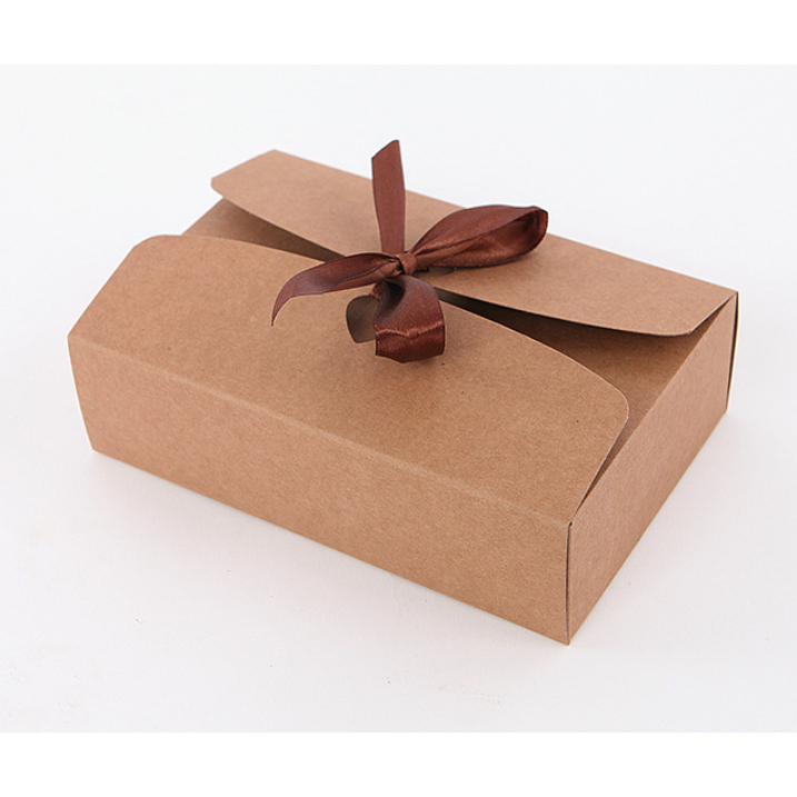 🙏พร้อมส่ง🙏กล่องบรรจุภัณฑ์ กล่องกระดาษคราฟท์ สำหรับใส่ขนม ของขวัญ ผูกโบว์ - รูปที่ 7
