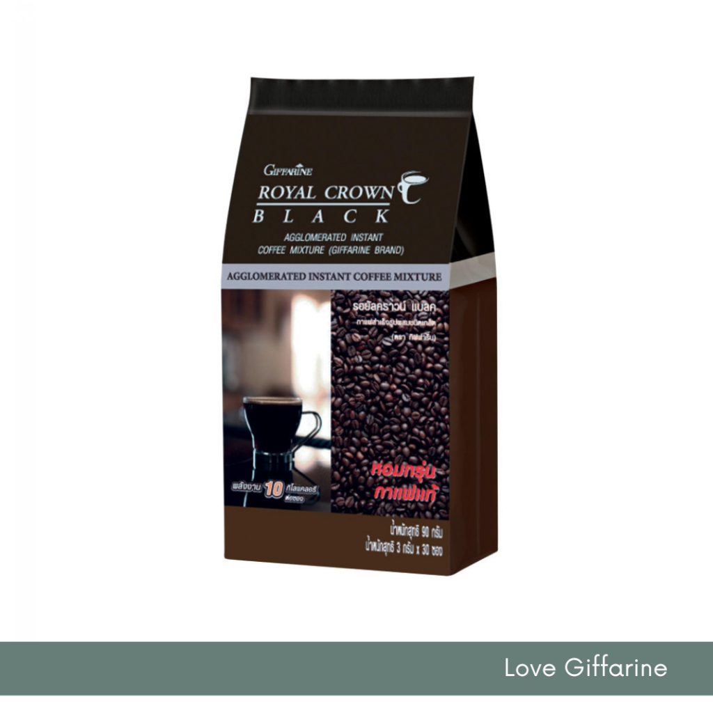 กาแฟดำ Black coffee กาแฟกิฟฟารีน รอยัล คราวน์ แบลค 30 ซอง/แพ็ค