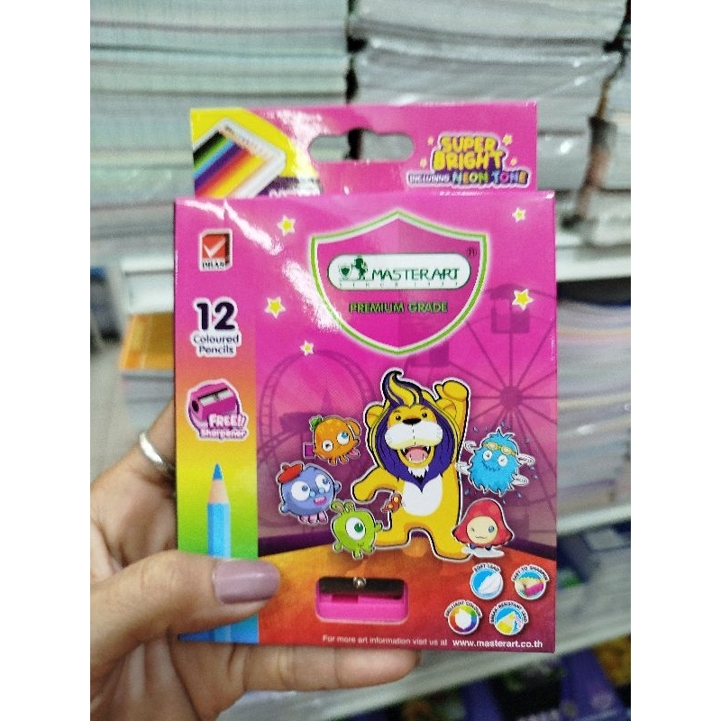สีไม้ยาว 12 สี 24 สี Super Bright มาสเตอร์อาร์ต แถมฟรี 4 ชิ้น