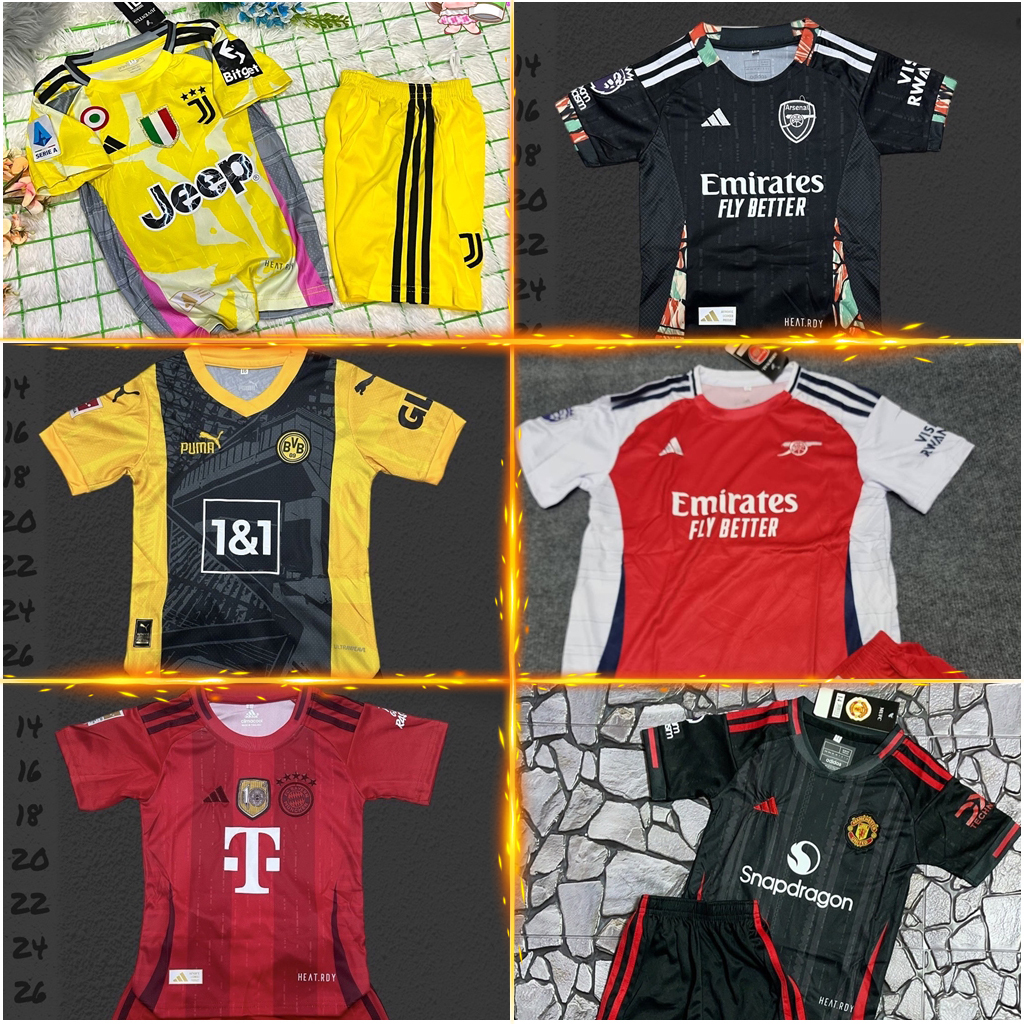 ชุดฟุตบอล เสื้อบอล เด็ก ได้ทั้งชุด(เสื้อ+กางเกง) แขนสั้น 2024-25 รวมทีม31