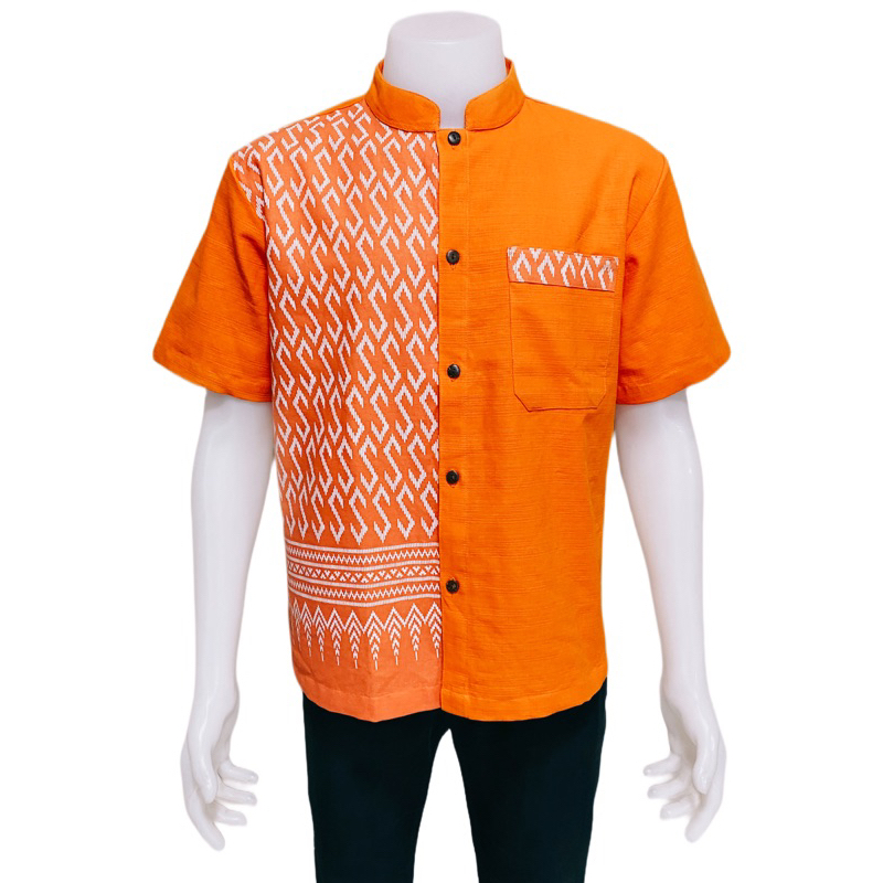 เสื้อพื้นเมืองผู้ชายลายขอ ทูโทน