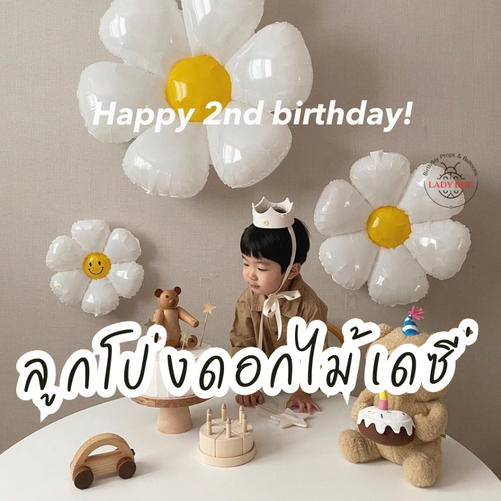 Ladybug ลูกโป่งดอกไม้ ลูกโป่งมินิมอล ลูกโป่งดอกเดซี่