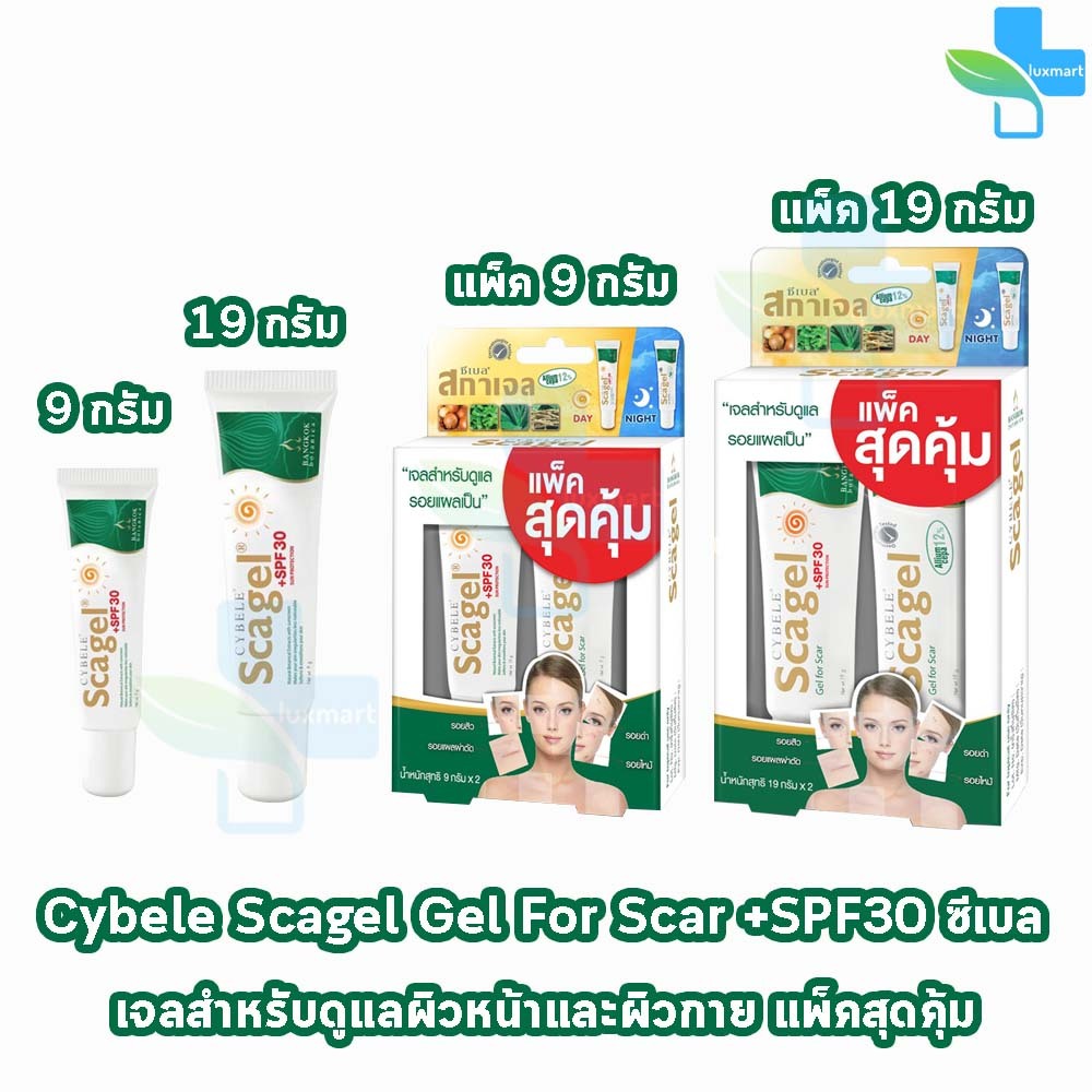 ซีเบล สกาเจล 4,9,19 กรัม [รุ่นแถมฟรี กันแดด] เจลลดรอยแผลเป็น Cybele Scagel [1 กล่อง]