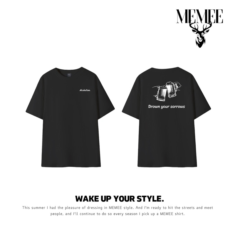 MEMEE COTTON USA ผ้าหนานิ่ม M-3XL (Alcoholism ชนแก้ว)